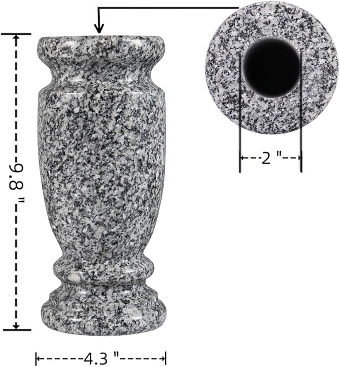 Granite Cemetery Vase for Grave Markers,Heavy Headstone Memorial Flower Holder Decorations.