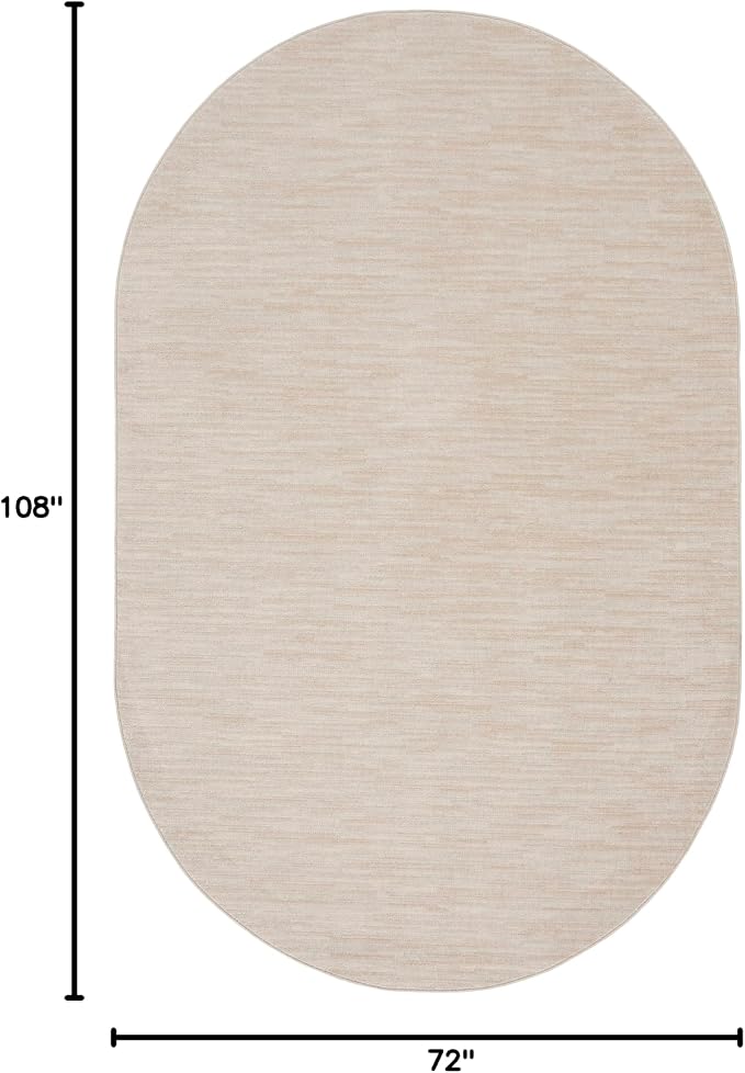 Nourison Home Nourison Essentials Ivory Beige 6' x 9' Oval Area Rug - Easy Clean, Non Shedding, Bed Room, Living Room, Dining Room, Kitchen (6' x 9' Oval)