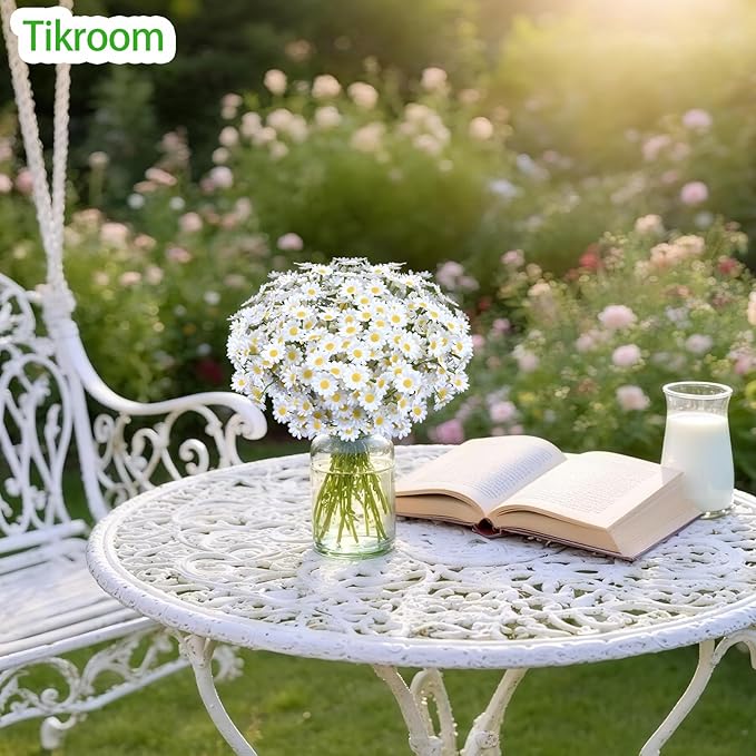 Artificial Daisy Flowers 48Pcs Small White Fake Daisies Flowers 8 Bundles 10 Inch Realistic Faux Silk Tiny Daisy Flowers for Home Garden Vase Wedding DIY Home Party Decor