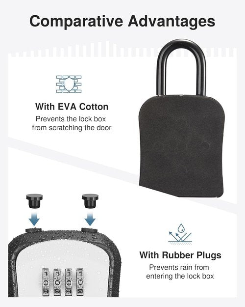 Puroma Lock Box - Wall-Mounted Key Storage with Resettable Code | Portable Security Box (Gray)
