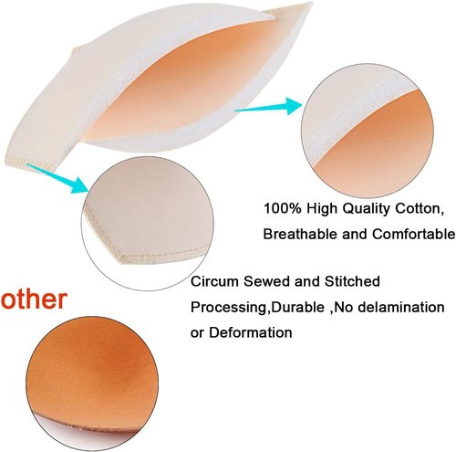 SERMICLE Bra Pad Inserts - 4 Pairs of Sewn Padded Inserts for A/B, C/D, D/E Cups | Beige, Black, White Options