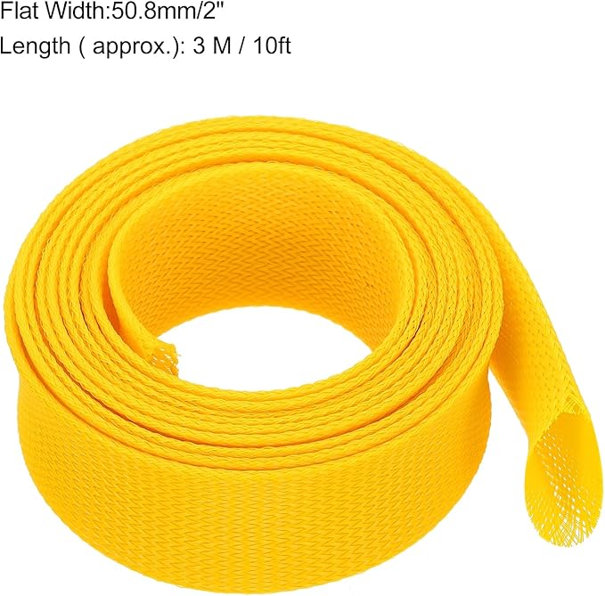 uxcell Expandable Sleeving, 2-inch 10ft Cable Sleeve, Yellow