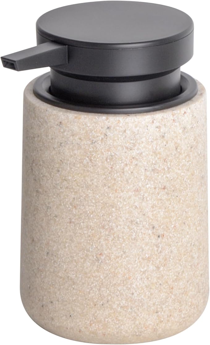 Clasin Home Liquid Soap Dispenser with Easy-to-Press Pump, 10 oz Refillable Hand Soap Dispenser with Extended Spout for Bathroom Kitchen Dish Lotion, Modern Stone Texture (Beige)