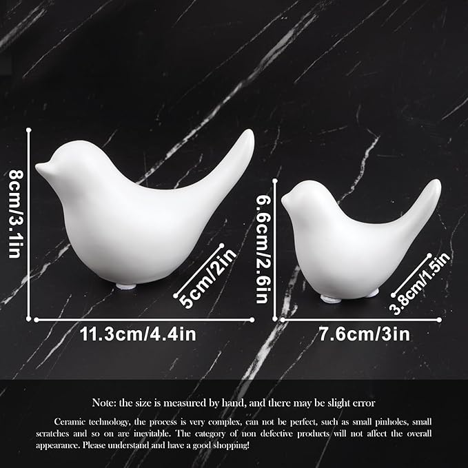 Notakia Small White Birds Statues Home Decor Modern Style Decorative Ornaments for Living Room Decor, Bedroom, Office Desktop, Cabinets (2Pcs White Birds)