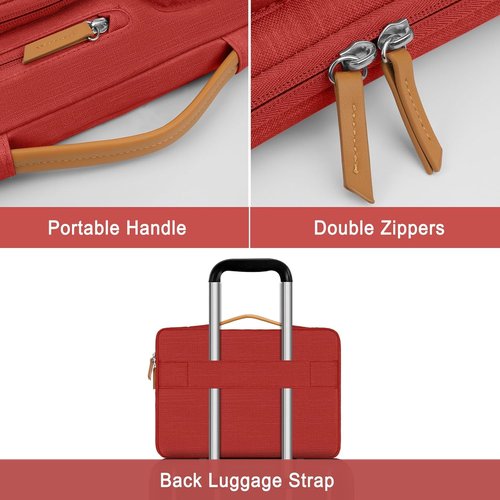 MOSISO 360 Protective Laptop Sleeve - Fits 13-13.3 Inch MacBook Air/Pro & More | Red with 4 Zipper Pockets