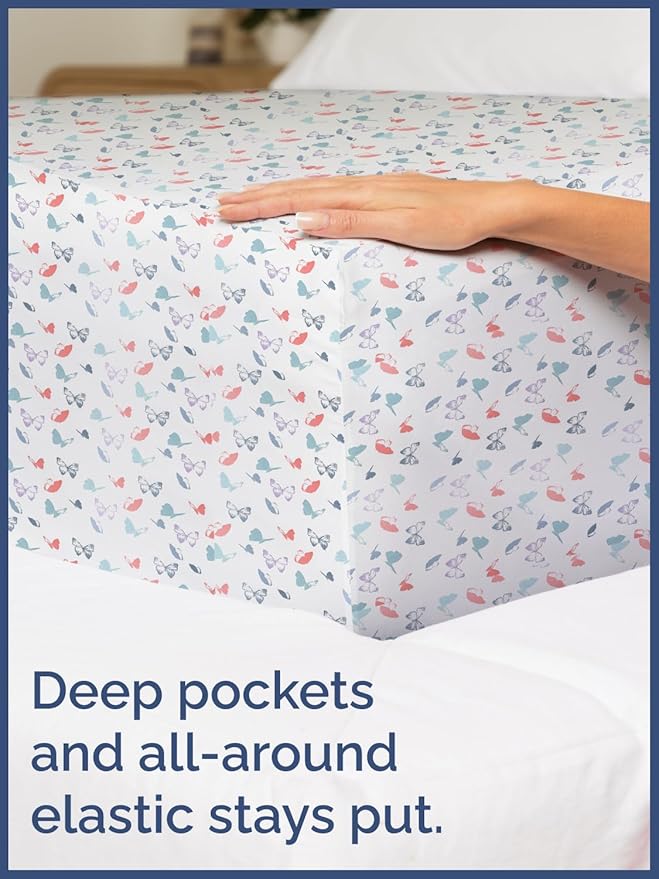 Kids Twin Size Butterfly Bed Sheets - 3 Piece Butterfly Sheet Set - Insect Themed Bedding - Soft, Cute & Cozy - Breathable & Machine Washable - Whimsical Bed Set for Boys, Girls, Teens and Toddlers