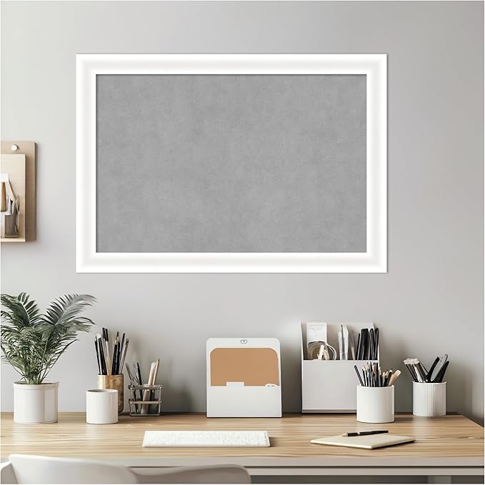 Amanti Art White Framed Magnetic Board 19x27 Medium Vision Board for use with Magnets, 100% Metal Sheet to Display Items as Office Decor or for Home Organization in mudroom, Kitchen or Kids Room