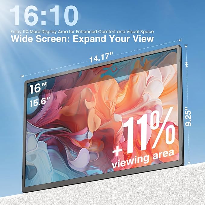 FLYTOCCA 16" Laptop Screen Extender, Updated 1200P FHD Portable Monitor with 16:10 Aspect Ratio Screen, Rotation Detachable Screen, Laptop Monitor Extender Compatible with Windows, Mac, Chrome