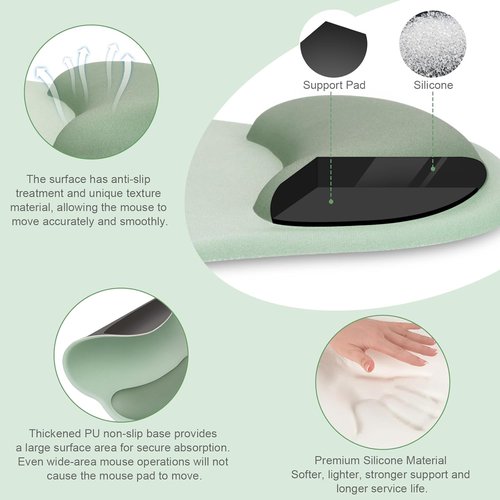 MOSISO Ergonomic Mouse Pad & Wrist Rest Support - Non-Slip Base, Antique Green | Fits 13-13.3 Inch Laptops