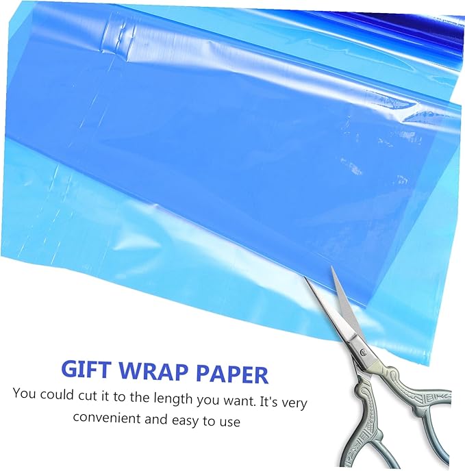 NOLITOY Colored Cellophane Wrap Roll for Flower Wrapping and Packaging Cut Transparent Packing Film for Bouquets Baskets and Craft Decoration Blue Tone