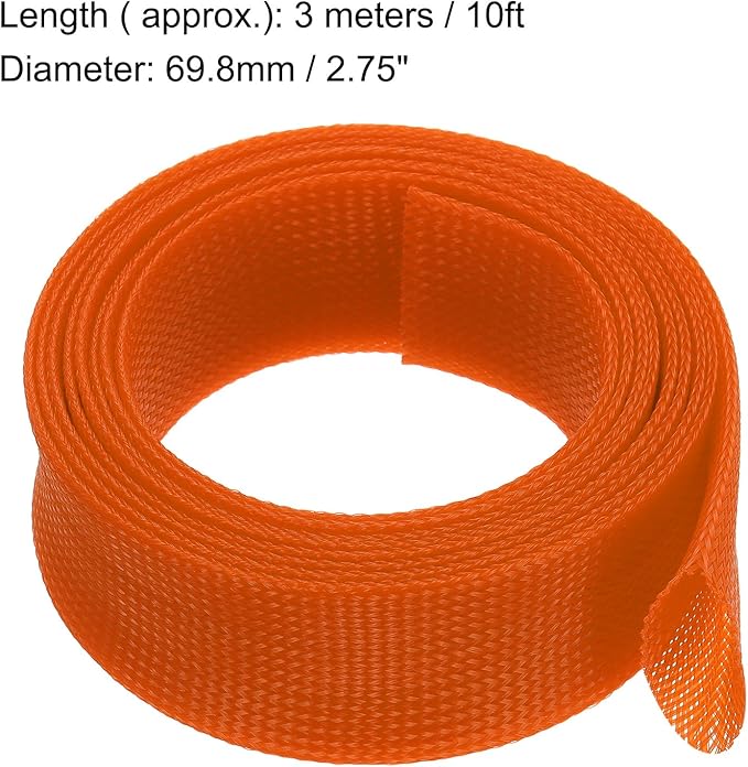 uxcell Expandable Sleeving,2 3/4-inch 10ft Cable Sleeve, Orange