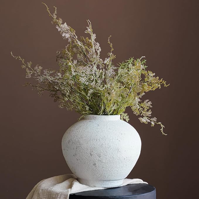 Rustic Terracotta Handle Flower Vase, Height 19.5cm/7.67in Vintage Clay Vases Farmhouse Decor, for Living Room Entryway Table Centerpiece Decor
