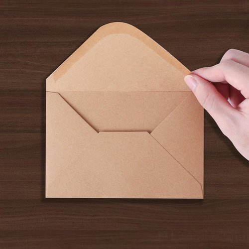 Kraft Envelopes - V-Flap 4 x 6 Inch | 50 Pack Brown Card Envelopes with Water Base Adhesive