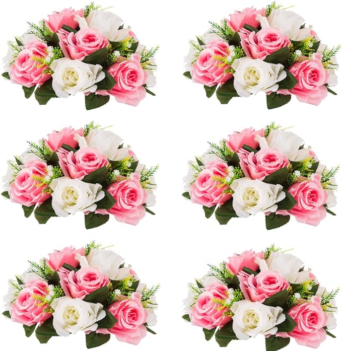 Flower Centerpieces for Wedding Tables: Wedding Table Decorations Pink & White Flower Balls Centerpieces for Engagement Cerebration Party Center Pieces 6 Packs