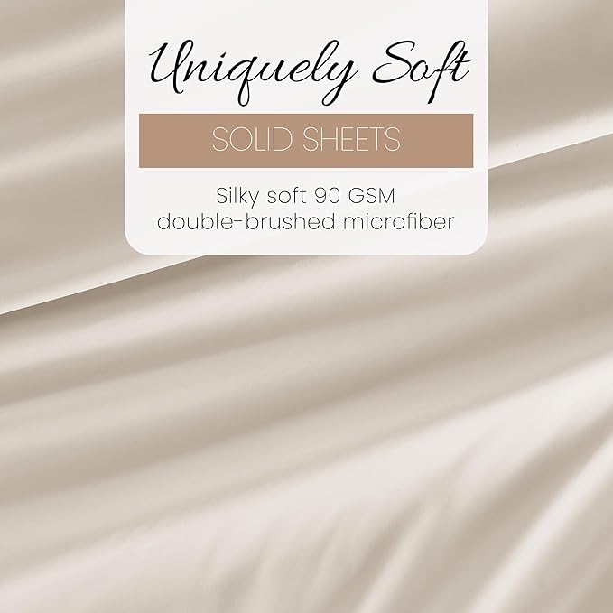Linen Market Double-Brushed Microfiber King Sheet Set 4 Piece – Oeko-TEX Certified Ultra Soft & Wrinkle-Free - 16" Deep Pocket Sheets - Easy Care King Size - Ivory