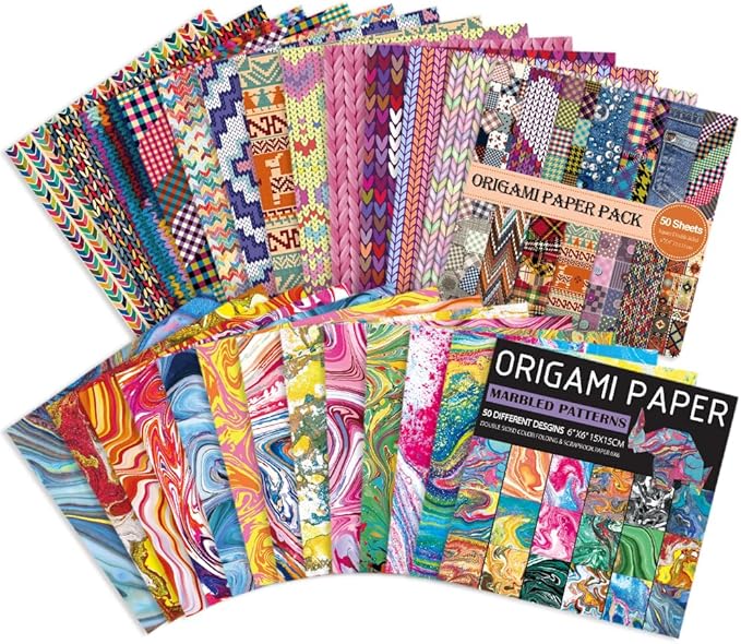 Origami Paper Kit Dobule Sided 100 Sheets 100 Colors 6 Inch Japanese Chiyo Square Easy Fold Arts Crafts DIY Handwork Origami Papers Cloth Rock Color