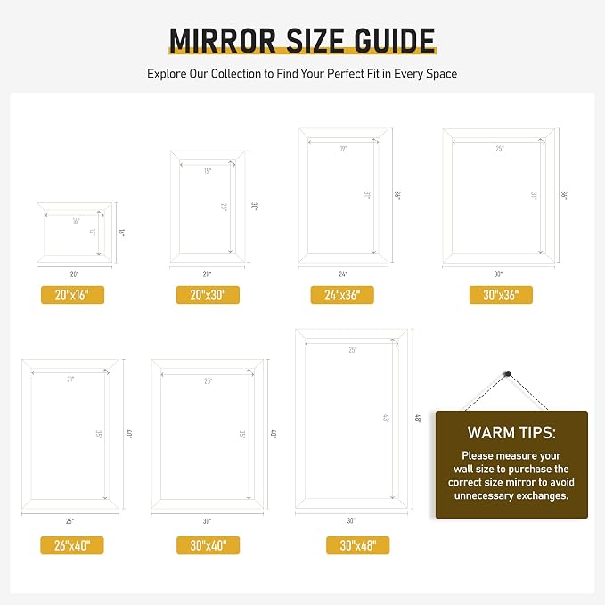 CULER White Wood Wall Mirror for Bathroom,Rectangle 20 x 16 inch Hanging Vanity Mirrors with Wooden Frame for Living Room,Bedroom,Entryway