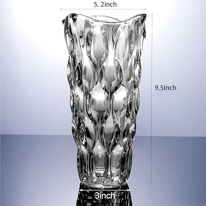 9.85" High Gray Glass Flower Vase for Home Decor, Dining Wedding Table Office Holiday Party Centerpiece Decoration