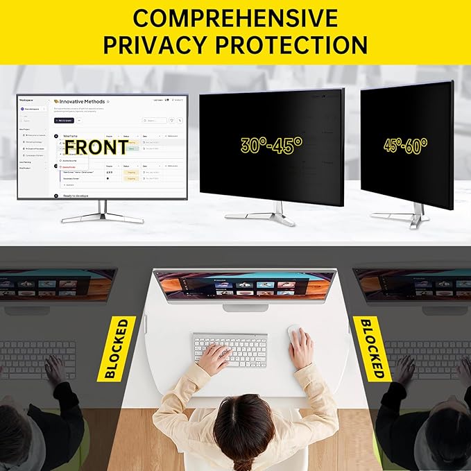 DEJIMAX 27 Inch Computer Privacy Screen for 16:9 Computer Monitor, Anti-Blue Light Monitor Privacy Screen Filter, Anti-UV Computer Shield, Hanging Type