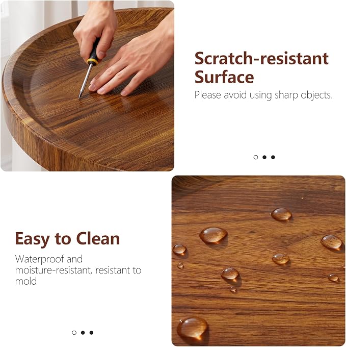 Ekisemio 2-Pack Plant Stands Outdoor Indoor, Mid Century Side Tables with Walnut Finish & Raised Edge, Small End Table for Living Room (12.5"x18")