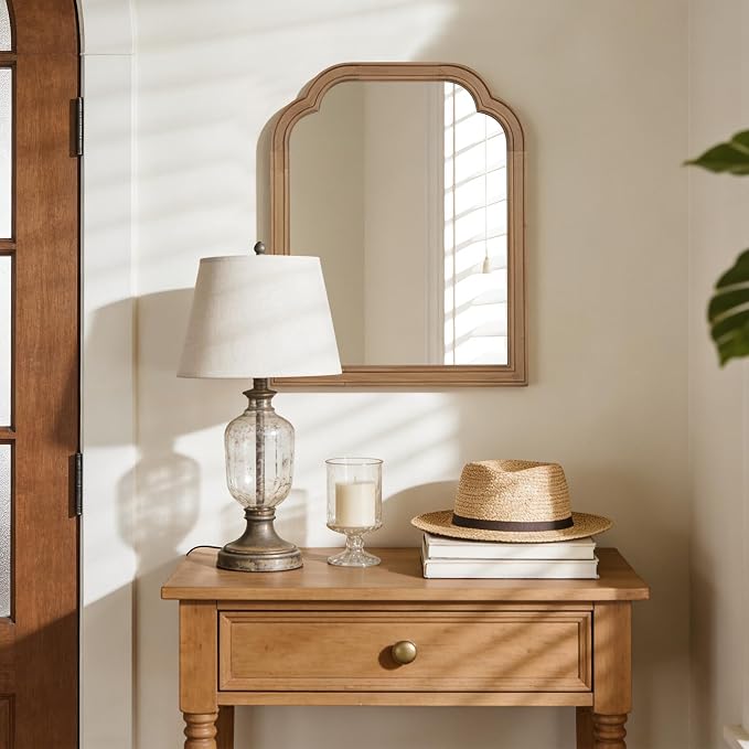 WallBeyond Wood Frame Wall Mirror Decor for Entryway, Living Room or Bedroom Home Decor - Light Woodgrain [16" x 20" Honey-Colored]