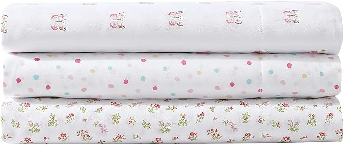 Laura Ashley Kids - Queen Sheet Set, Soft & Wrinkle-Resistant Toddler Bedding Set, Fun & Whimsical Bedroom Decor, Ideal Girl Room Essentials, Bed Sheets with Matching Pillowcases (Mae Pink)