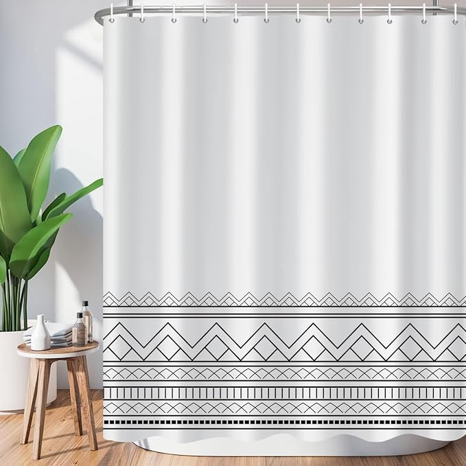 Black and White Shower Curtain Modern Striped Shower Curtains for Bathroom Boho Modern Rustic Farmhouse Waterproof Fabric Bathroom Shower Curtain 72x72 Inches