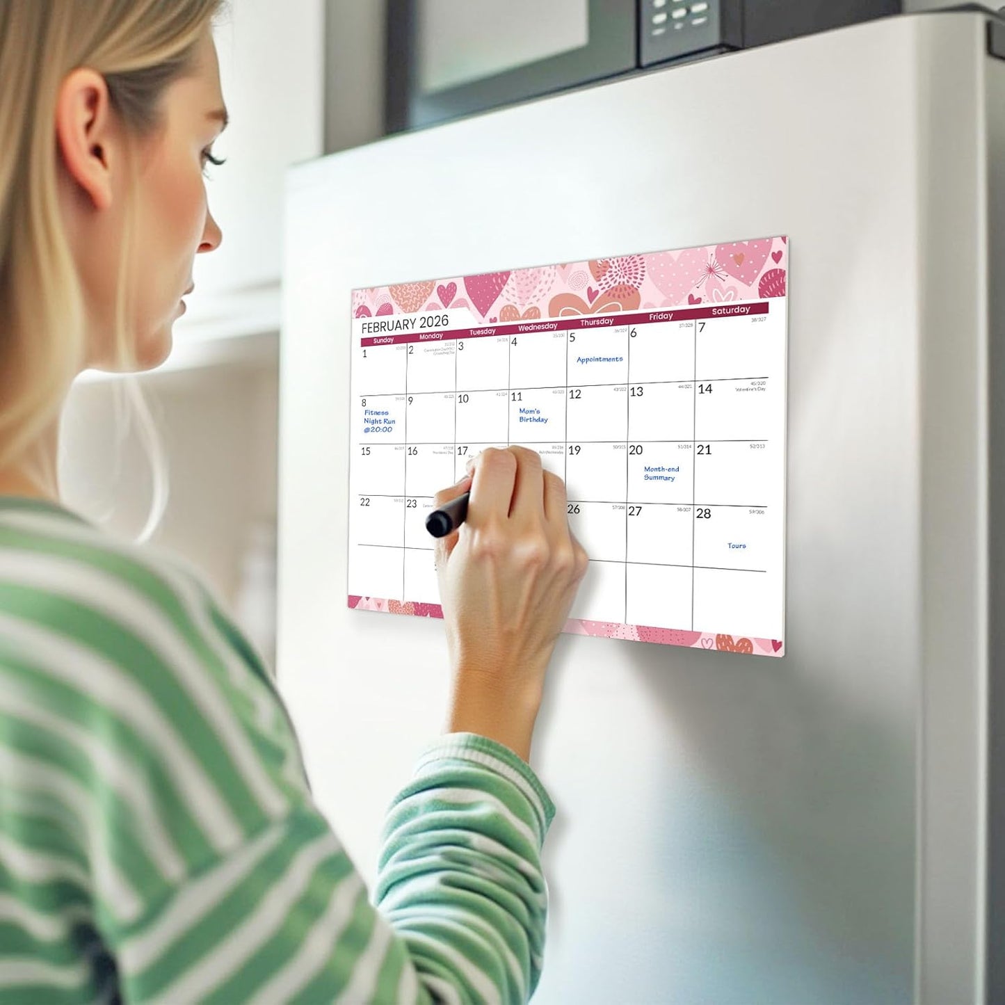 SUNEE Magnetic Refrigerator Calendar 2026-2027 | 21-Month Family Planner | 8.5"x11" Monthly Design