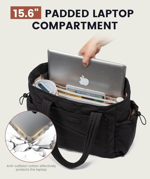 LOVEVOOK Tote Bag - Lightweight Quilted Puffer Bag for Work & Travel | Stylish Compartments
