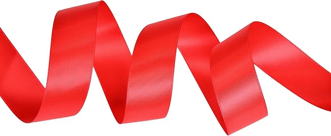 YAMA Double Face Satin Ribbon - 1 inch 25 Yards for Gift Package Wrapping,Floral Design,Hair Accessories,Crafting,Sewing,Wedding Decor, Hot Red