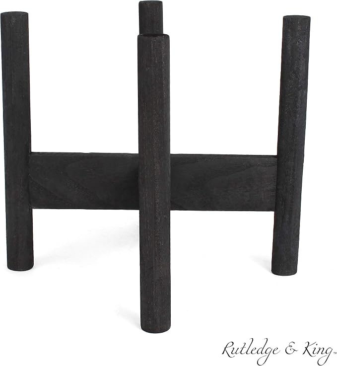 Rutledge & King Mid Century Plant Stand - Modern Plant Stand - Indoor Plant Stand - Wooden Plant Stand - Plant Holder (Medium, Aberdeen/Black)