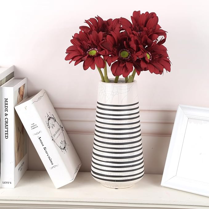 Red Gerbera Daisy Artificial Flowers – 5PCS Real Touch Faux Daisies, 26.7" Long Stem Gerber Daisies, Artificial Flowers with Stems for Romantic Arrangements, Wedding Centerpieces Home Decor