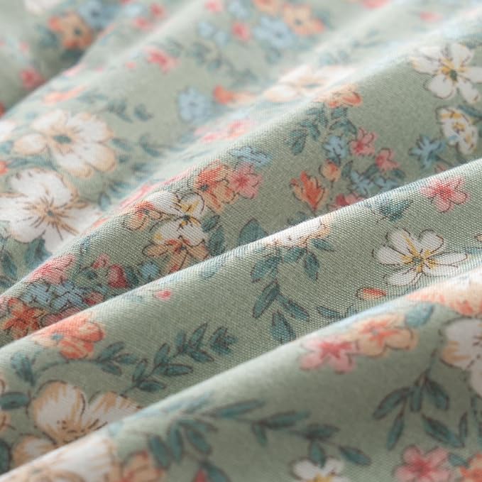 Floral Queen Comforter Set 3 Pieces Soft Chic Garden Style Vintage Floral Print Lightweight Botanical Flower Comforter Set for All Seasons 1 Comforter and 2 Pillowcases (Queen)