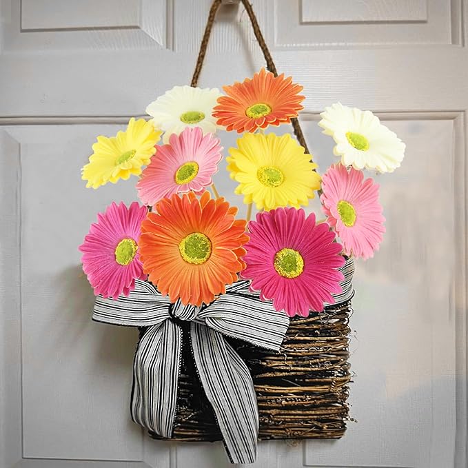 10 Pcs Artificial Gerbera Daisies Flowers Artificial Daisy Bouquet Fake Daisy Stems Faux Flowers Bulk Artificial Flowers Wildflowers Silk Flowers for Wedding Bridal Bouquet Party Home Kitchen