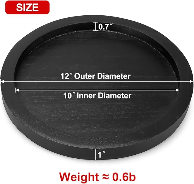 Rustic Decorative Wooden Serving Tray Home Decor Round Ottoman Coffee Table Trays Farmhouse Living Room Dinner Table Centerpiece Accessories Wood Candle Holder Tray for Kitchen Counter Bathroom Vanity
