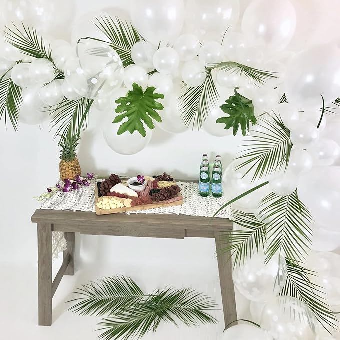 CCINEE 12 PCS Artificial Palm Leaves, Assorted Sizes Faux Large Palm Fronds Fake Tropical Plant Simulation Safari Leaves with Stems for Home Hawaiian Luau Party Jungle Beach Theme Party Decoration