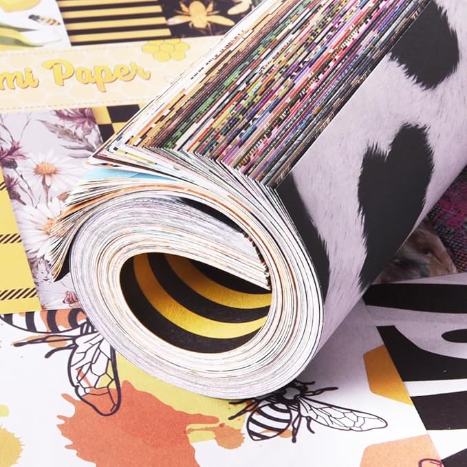 Origami Paper Kit Dobule Sided 100 Sheets 100 Colors 6 Inch Japanese Chiyo Square Easy Fold Arts Crafts DIY Handwork Origami Papers Animal Fur Bee