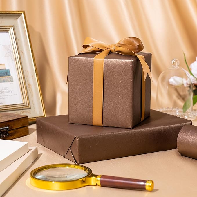 RUSPEPA Chocolate Brown Matte Wrapping Paper - Solid Color Pearly - luster Paper Perfect for Wedding, Birthday, Christmas, Baby Shower -17 Inches X 32.8 Feet
