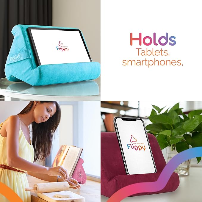 Flippy Original Tablet Pillow Stand & iPad Holder, Gift for Book Lovers & Readers, Multi-Angle Stand with Storage for Lap, Desk & Bed, Compatible with Kindle, Fire, iPad & Samsung, Nebbiolo