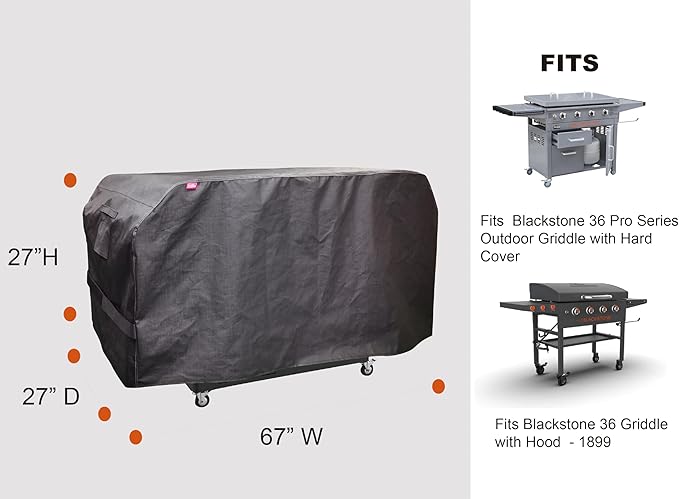 acoveritt RPET Fabric Cover for Flat Griddle Cover, Black； Fit 36" griddles Similar blackstone1528