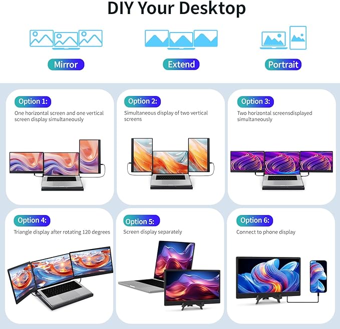 POTTMACEE 14.2" Laptop Screen Extender, 0.17" Ultra-Thin FHD 1080P IPS Portable Monitor for Laptop, Dual Screen Travel Monitor Extender, Plug-Play for Windows/Mac/Chrome, Fit 13”-17.3” Laptops