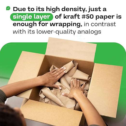 IDL Packaging 48" x 8640" (720 feet) - Brown Kraft Paper Roll - 50lb Thickness - USA-Made Heavy Duty Paper for Packing, Moving, Shipping, Crafts - 100% Recyclable Natural Kraft Wrapping Paper