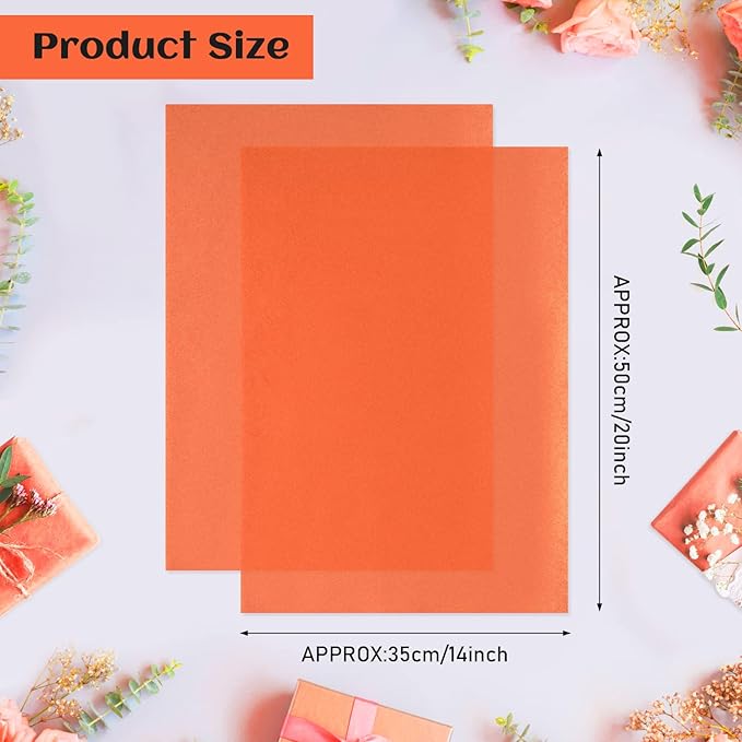 NEBURORA 120 Sheets Orange Tissue Paper - 14 x 20 Inches, Wrapping Tissue Paper Bulk - Orange Wrap Paper Sheets for Gift Bags, Packaging, Floral Filler, Crafts, Birthday, Halloween Decor