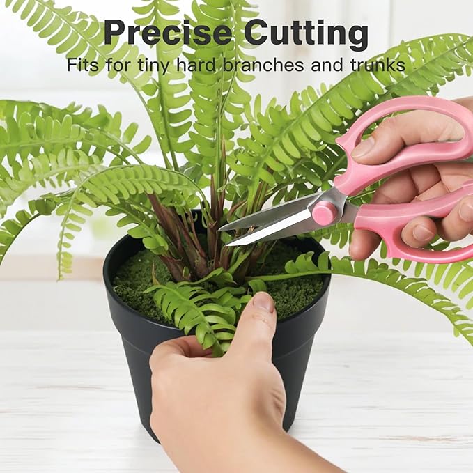 Housolution Flower Scissors, 3 Pack, Strong Floral Shears, Premium Steel Pointed Garden Pruning Shears Floral Fruits Leaf Scissors Hand Pruner Snip Trimming Tool for Gardening Flower Arrangement, Pink