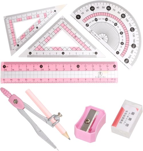 Compass Geometry Tool by [Brand Name] - Protractor & Compass Set with Metal Box | 8-Piece Math Kit for School Supplies