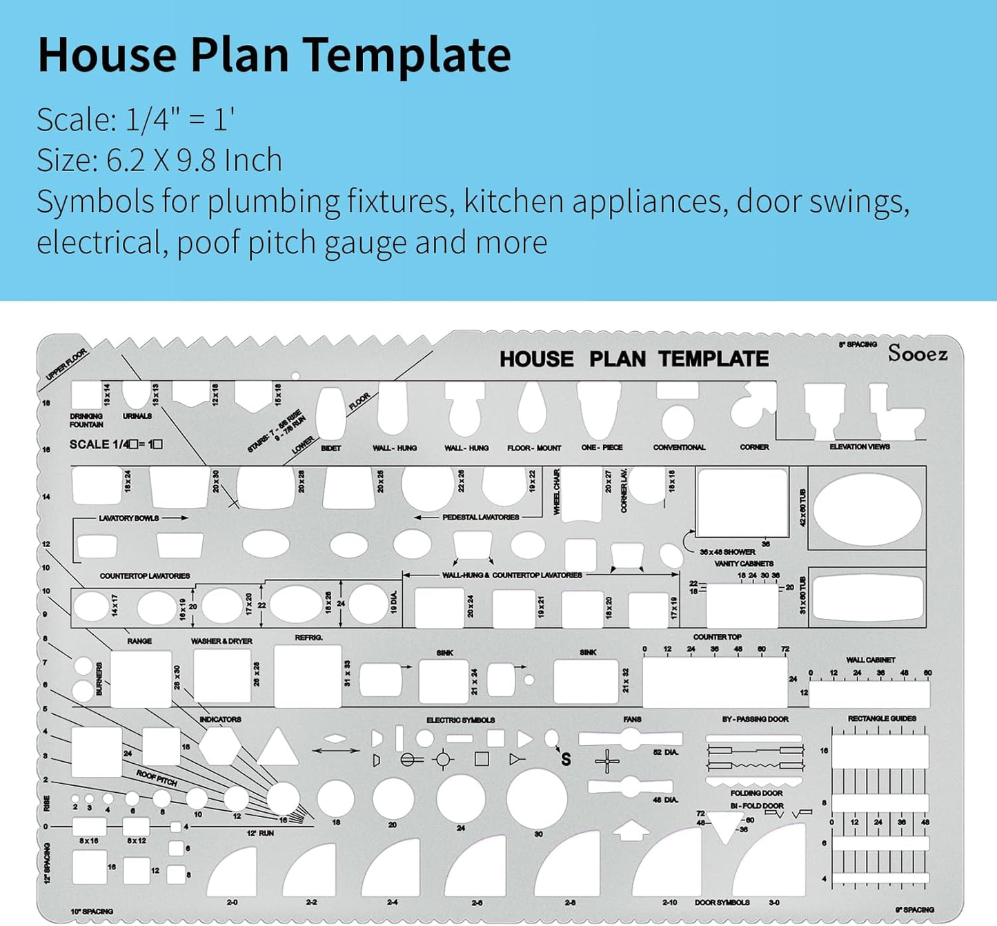Sooez Architectural Templates - House Plan & Interior Design Drafting Tools | Set of 3