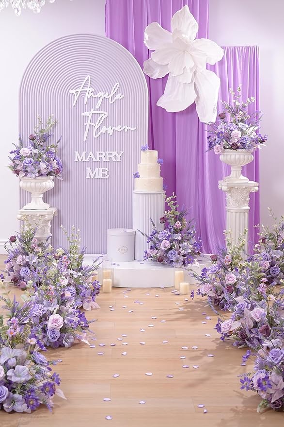 2pcs Purple Free Standing Flowers Ball Bouquet Artificial Rose Arrangements Balls for Wedding Centerpieces Tables Chair Aisle Runner Flowers Decorations