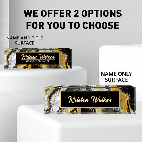 Black Coast Personalized Name Plate - Custom Acrylic Desk Accessory for Office Decor & Employee Gifts