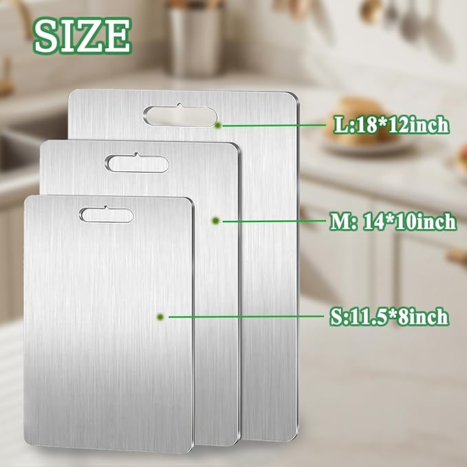 Titanium Cutting Board, 2025 New Upgrade 100% Pure Titanium Cutting Boards for Kitchen, Double Sided Non Stick Chopping Board for Cutting Meat Vegetable Fruit, Easy to Clean (L)