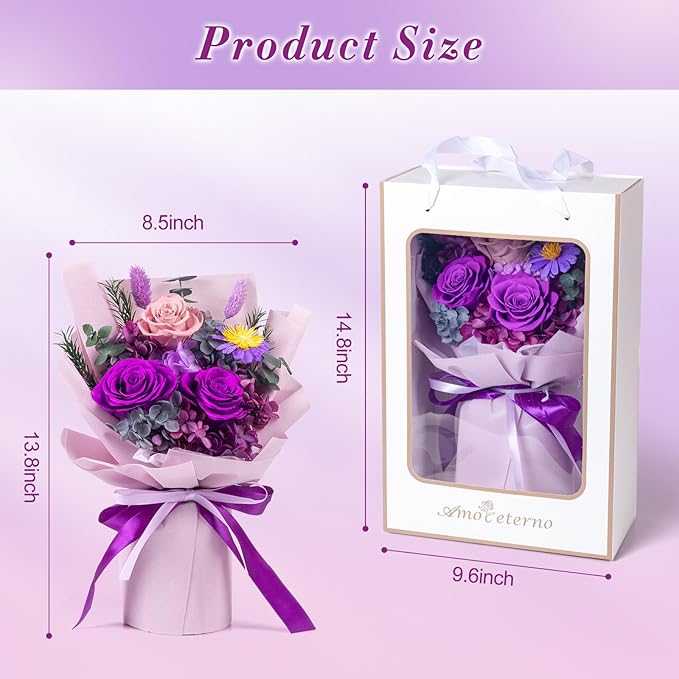Forever Flower,Flowers for Delivery,Roses Bouquet Lasting for 3 years,Birthday Flowers,Sympathy Flowers,Gifts for Her Women Mom Grandma Wife Friends